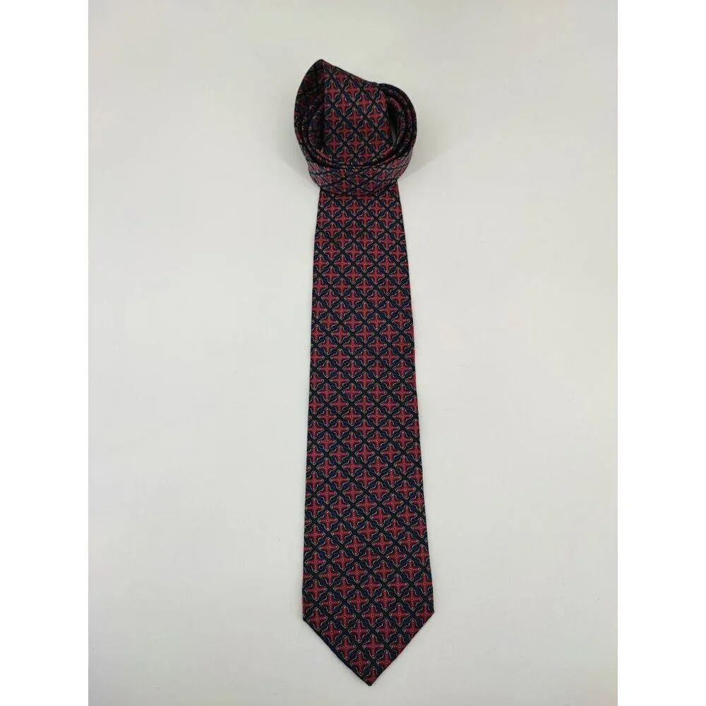 Christian Dior Men's Silk Multi Color Geometrical Classic Neck Tie